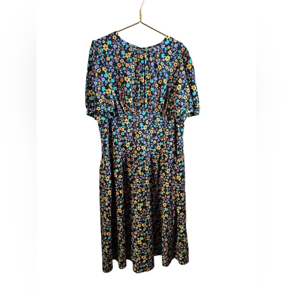 NEW Asos Curve Black Ditzy Floral Cottagecore Maxi Midi Dress Size 16